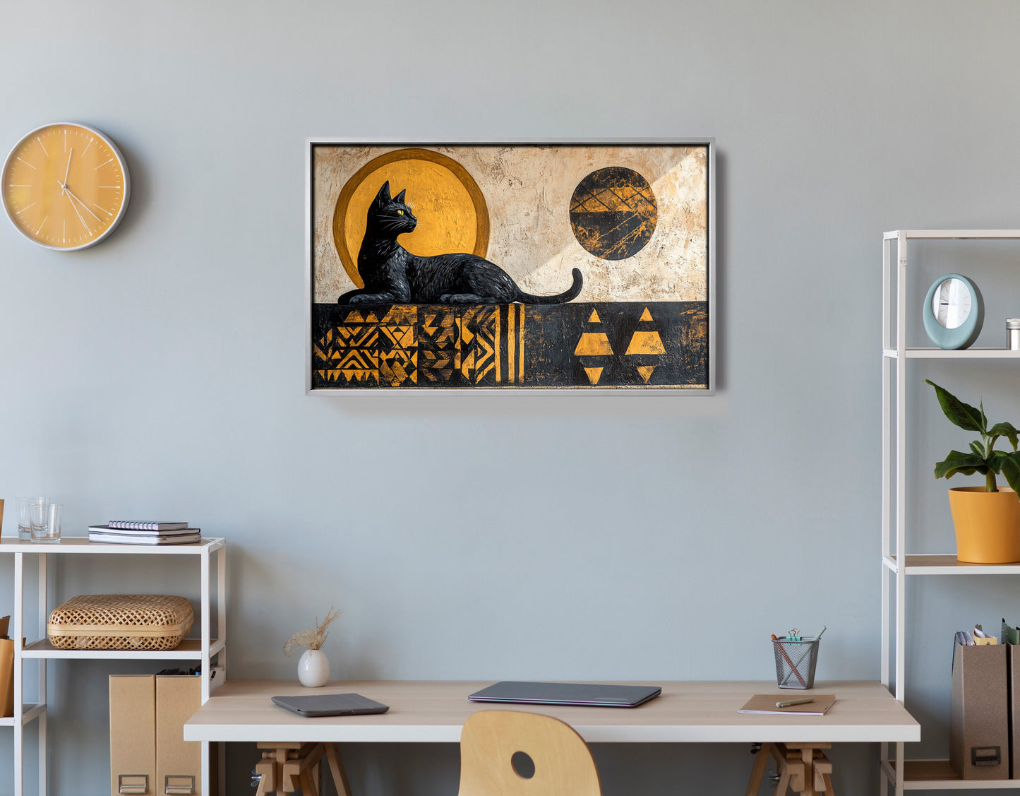 Black Cat Moon African Pattern African American canvas print view 60