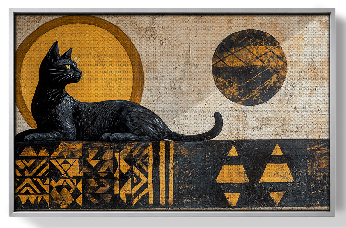 Black Cat Moon African Pattern African American canvas print view 55