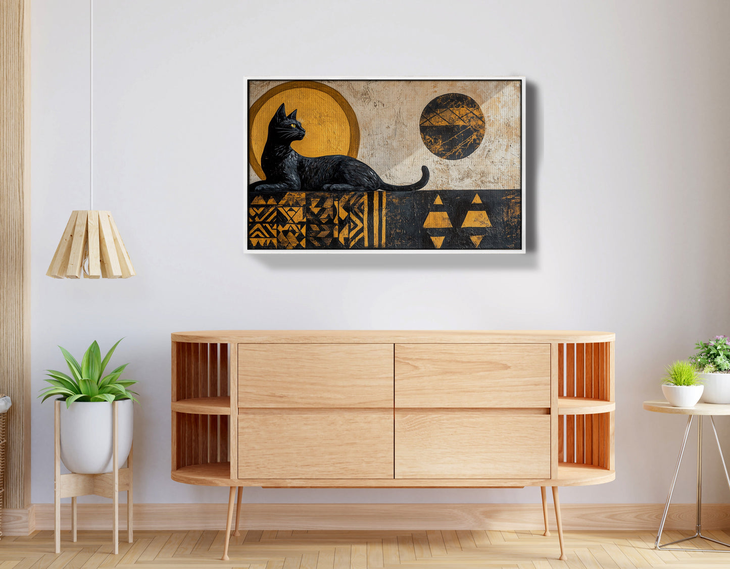 Black Cat Moon African Pattern African American canvas print view 62