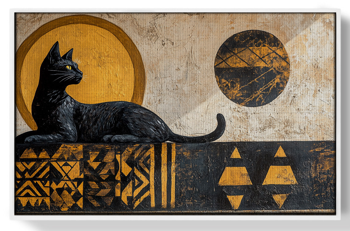 Black Cat Moon African Pattern African American canvas print view 61