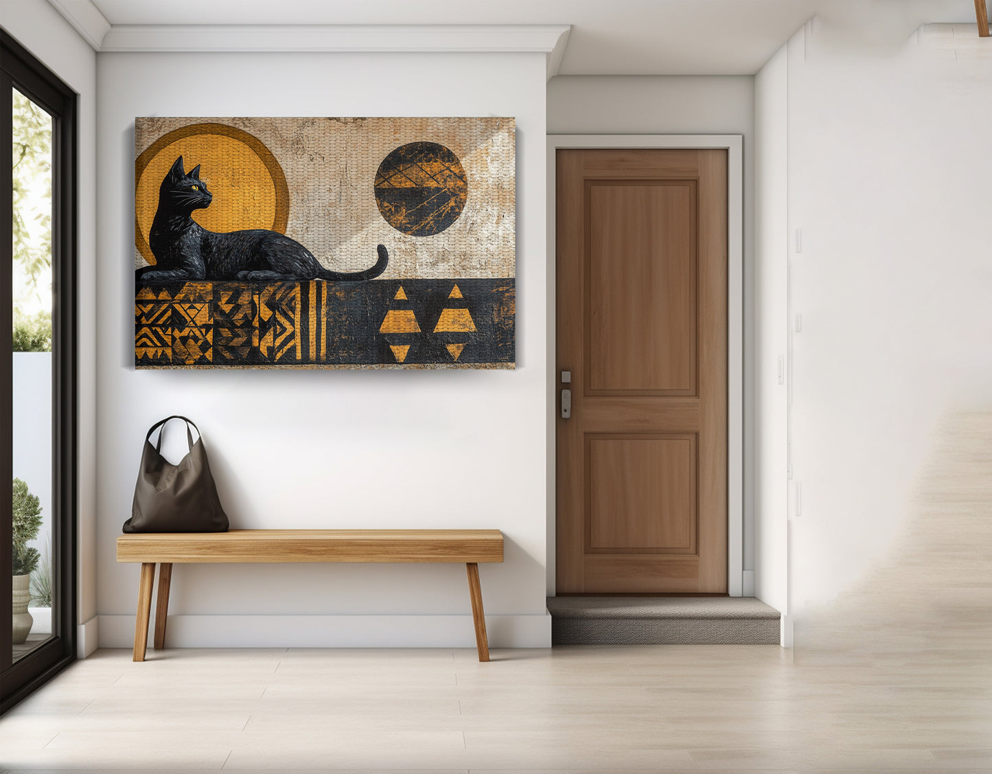 Black Cat Moon African Pattern African American canvas print view 17