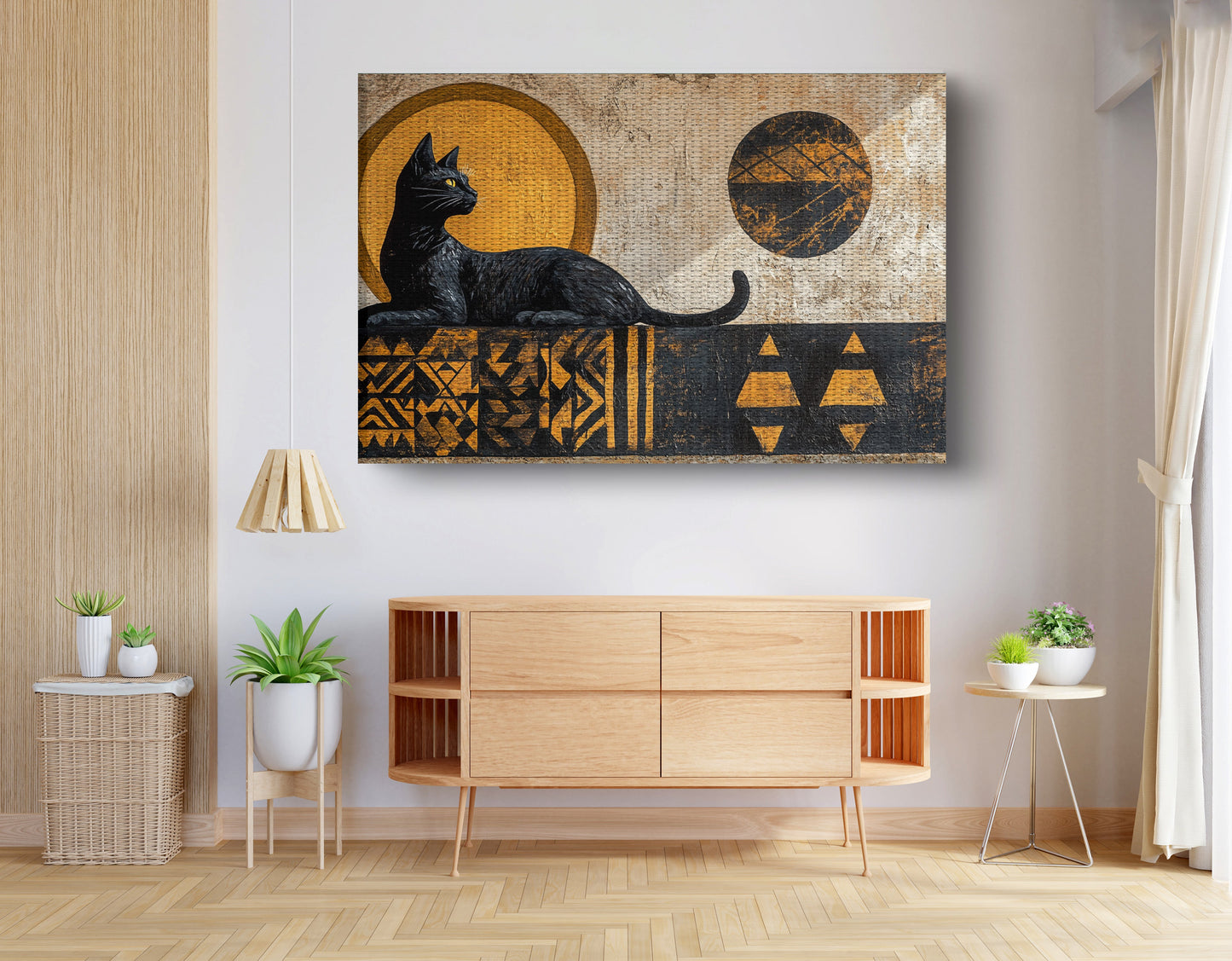 Black Cat Moon African Pattern African American canvas print view 14