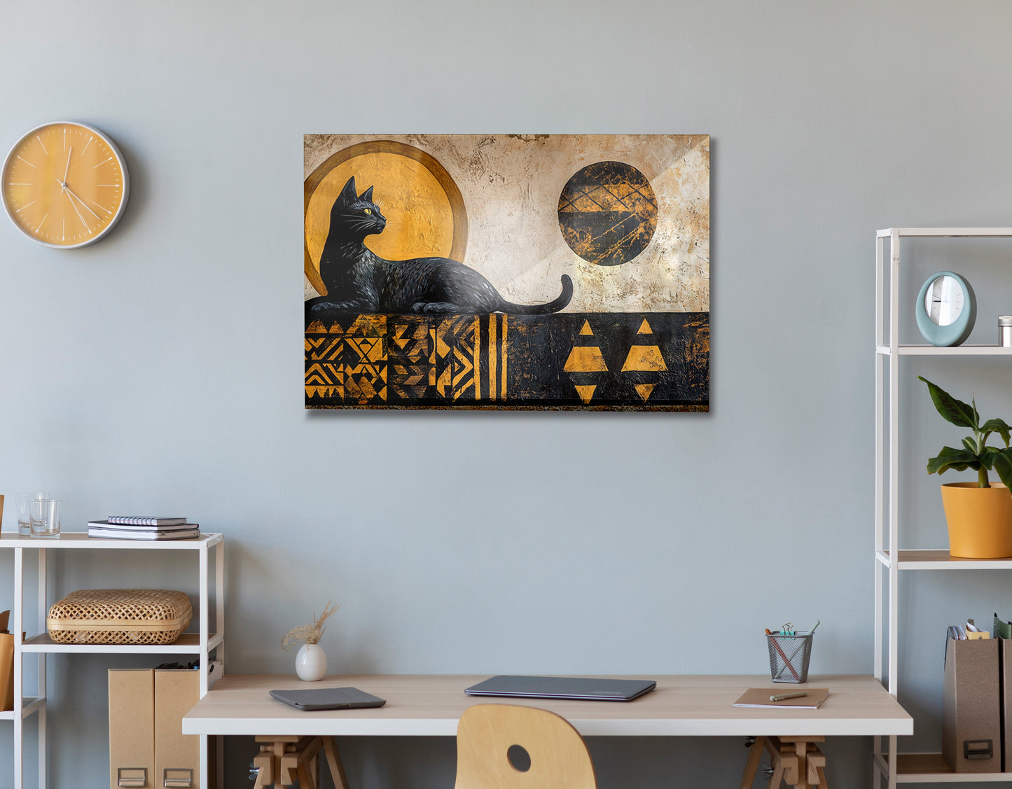 Black Cat Moon African Pattern African American canvas print view 24