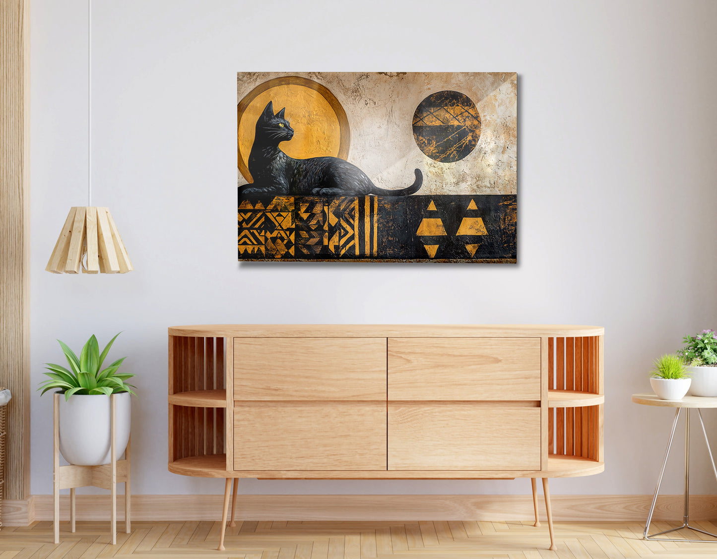 Black Cat Moon African Pattern African American canvas print view 20