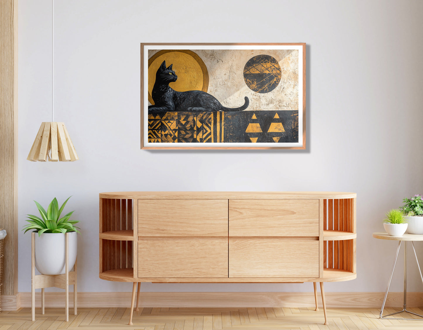 Black Cat Moon African Pattern African American canvas print view 80