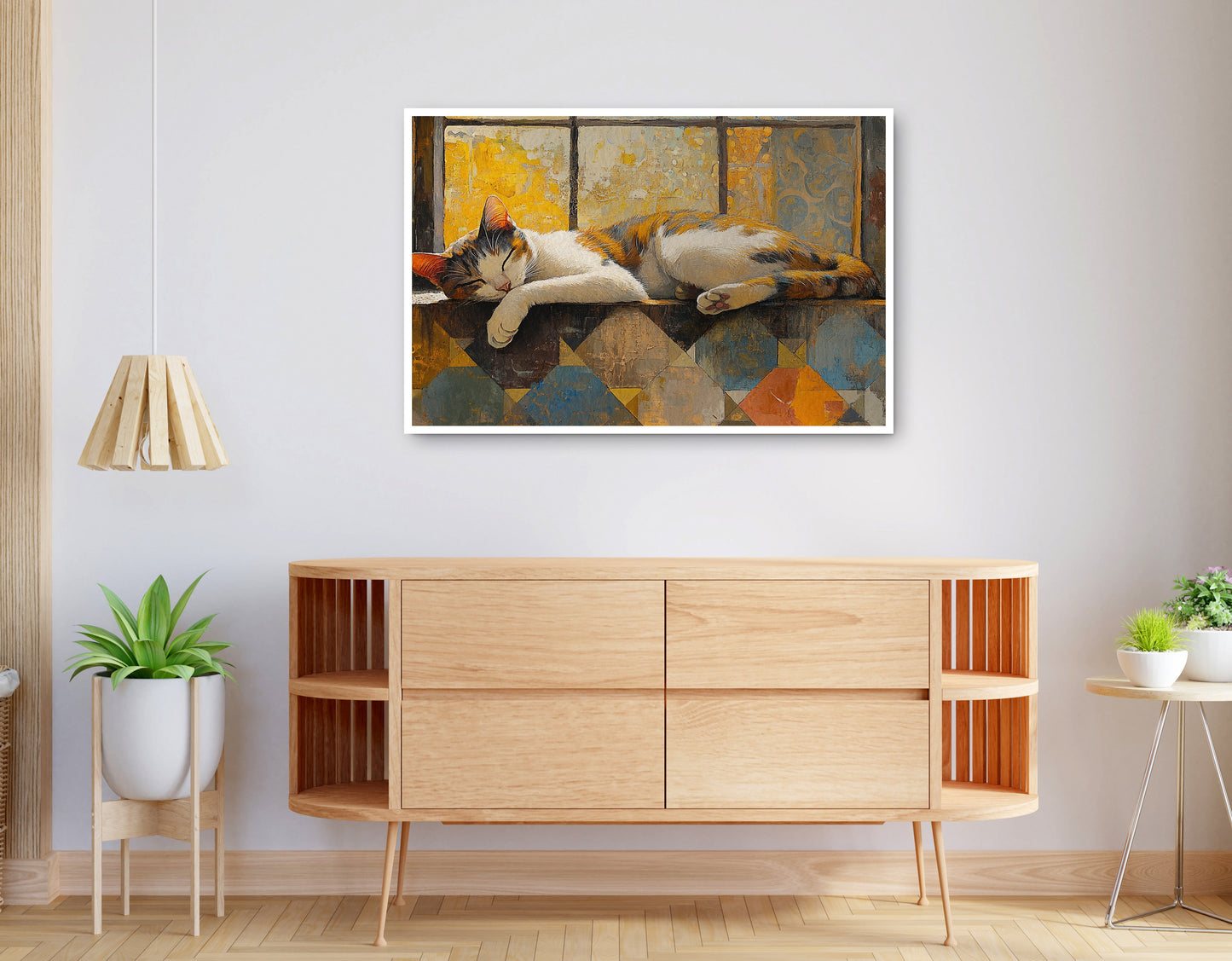 Alternate view of Sleeping Calico Cat Window African American canvas print