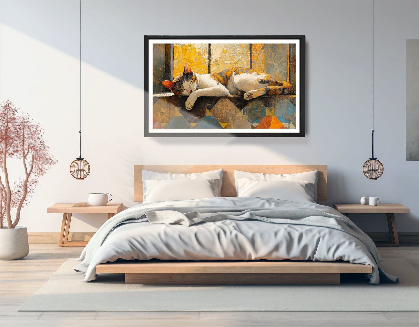 Sleeping Calico Cat Window African American canvas print view 69
