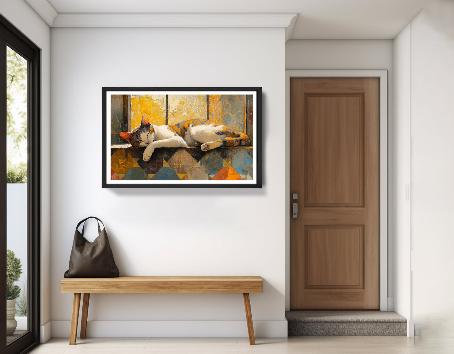 Sleeping Calico Cat Window African American canvas print view 71