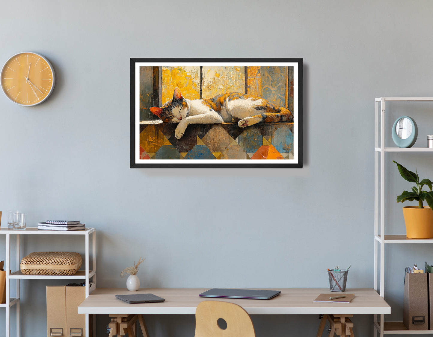 Sleeping Calico Cat Window African American canvas print view 72