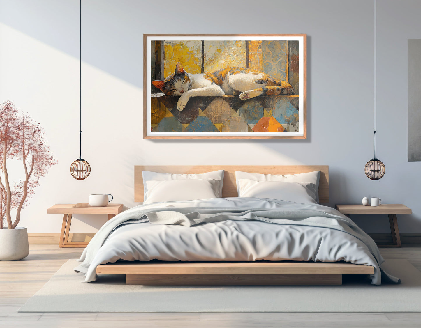Sleeping Calico Cat Window African American canvas print view 81