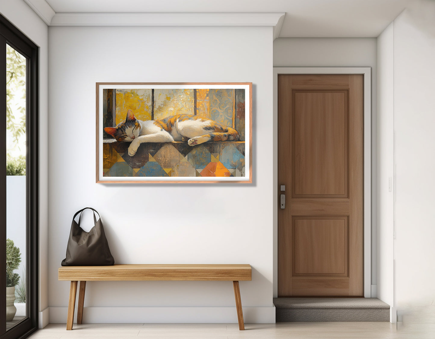 Sleeping Calico Cat Window African American canvas print view 83