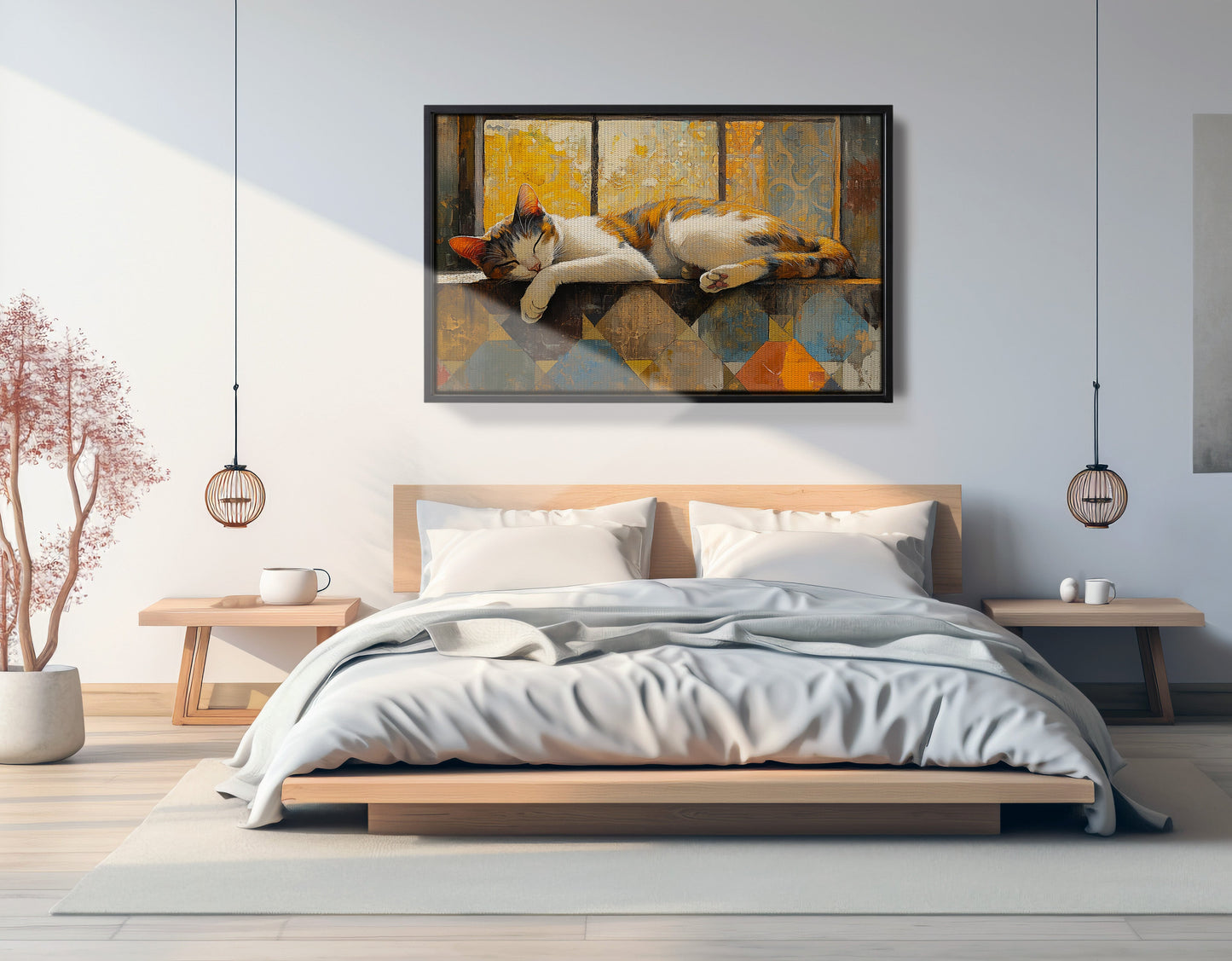 Sleeping Calico Cat Window African American canvas print view 27