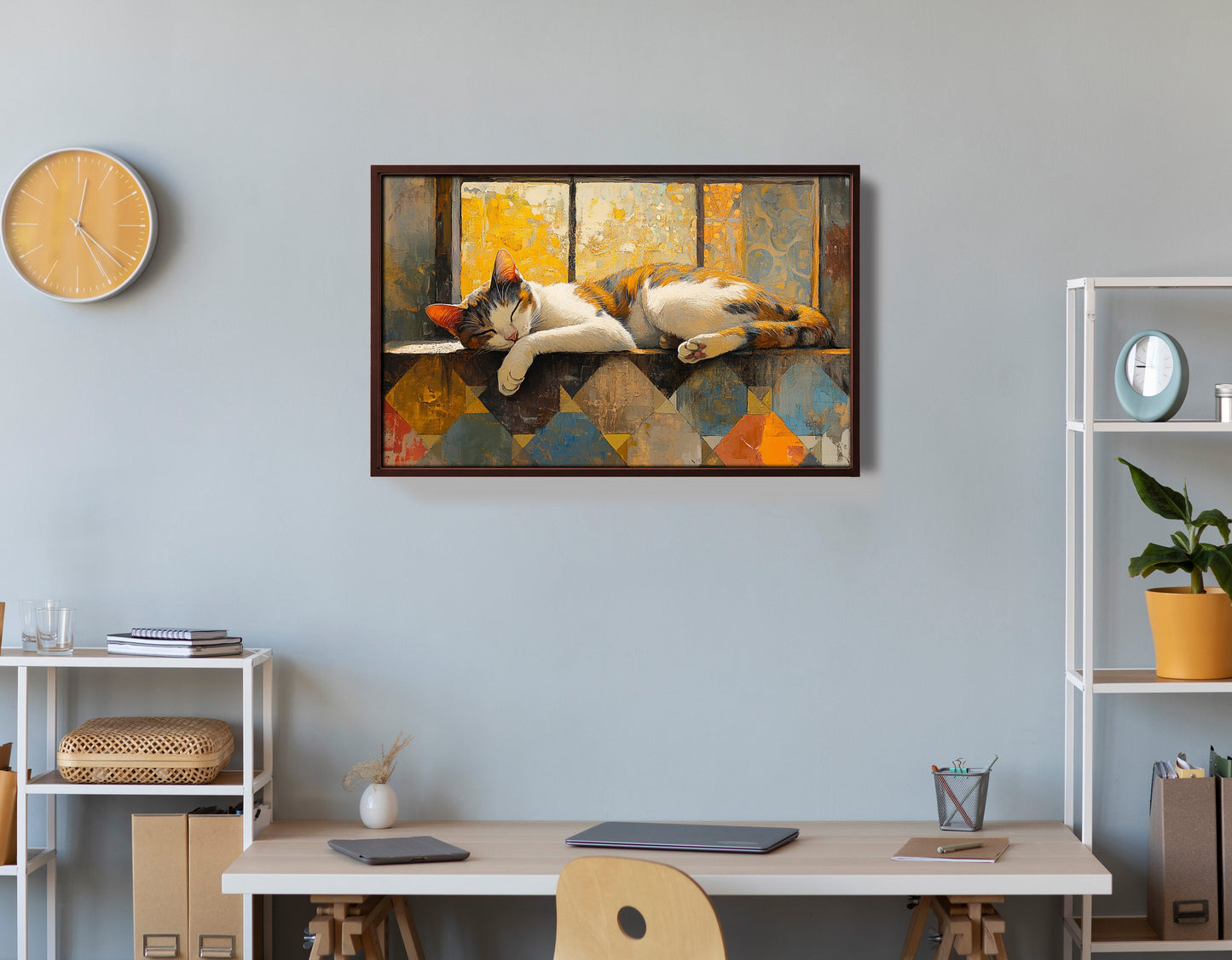 Sleeping Calico Cat Window African American canvas print view 36