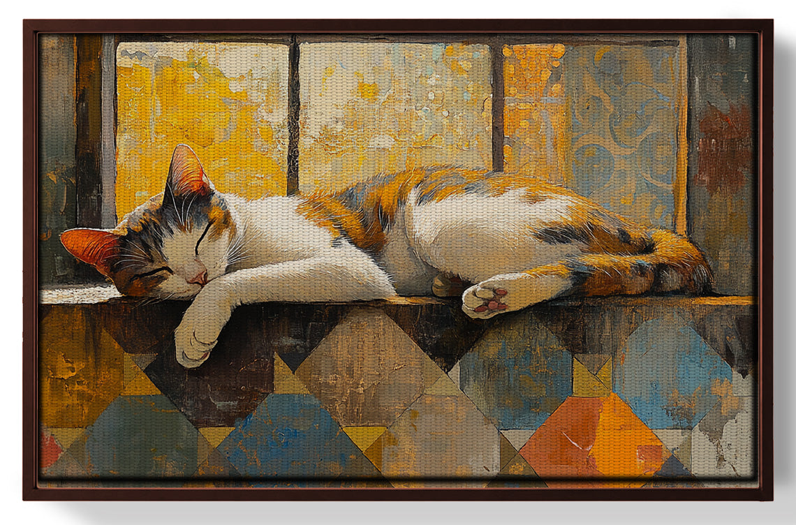 Sleeping Calico Cat Window African American canvas print view 31