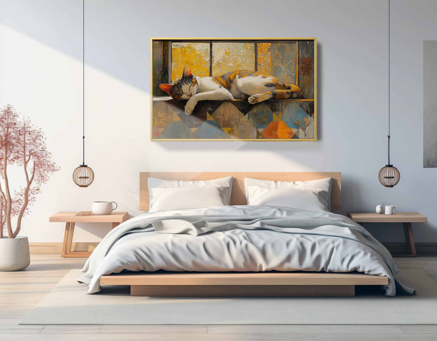 Sleeping Calico Cat Window African American canvas print view 39
