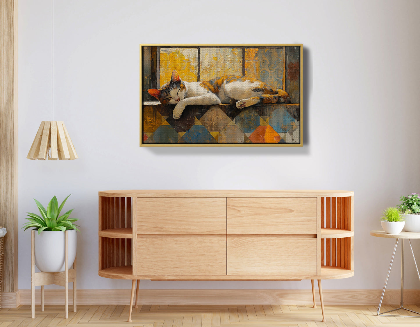 Sleeping Calico Cat Window African American canvas print view 38