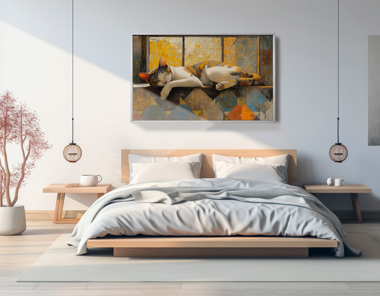 Sleeping Calico Cat Window African American canvas print view 57