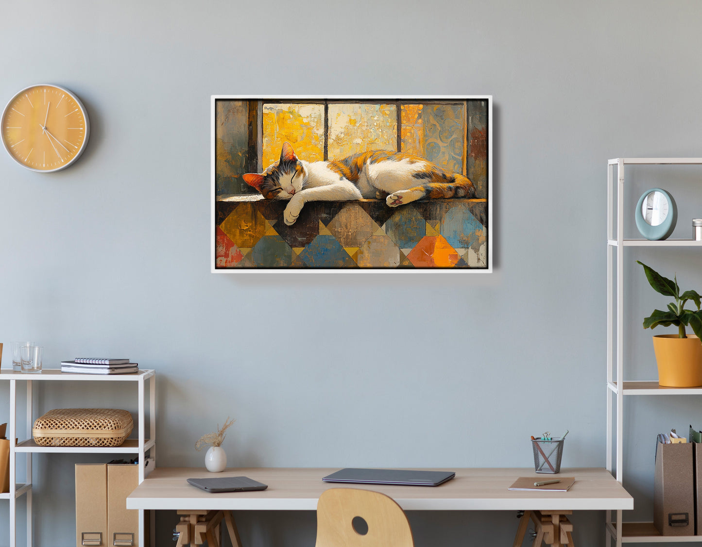 Sleeping Calico Cat Window African American canvas print view 66