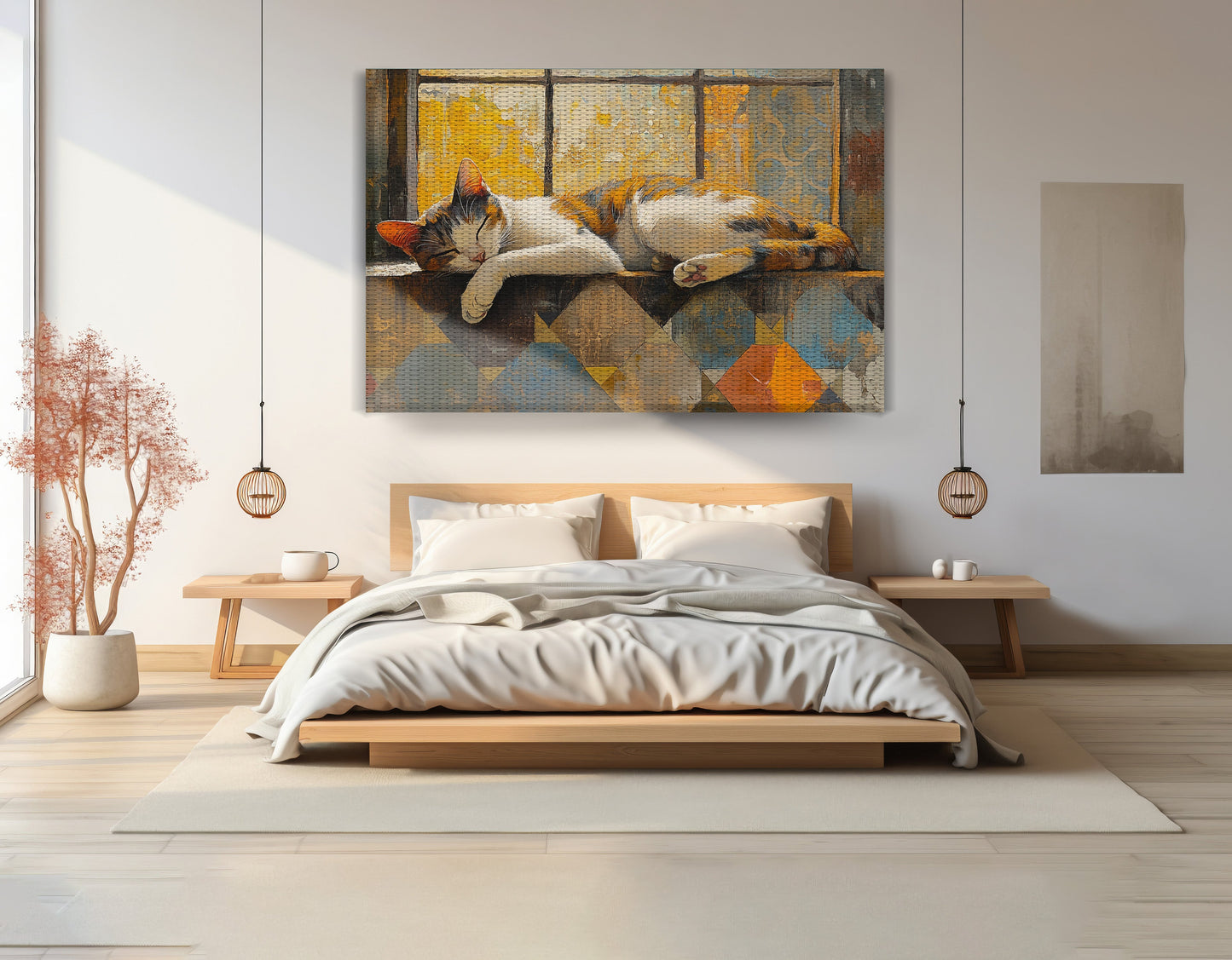 Sleeping Calico Cat Window African American canvas print view 15