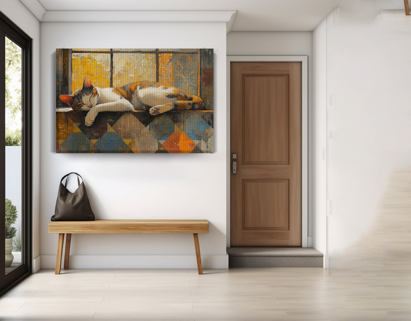 Sleeping Calico Cat Window African American canvas print view 17