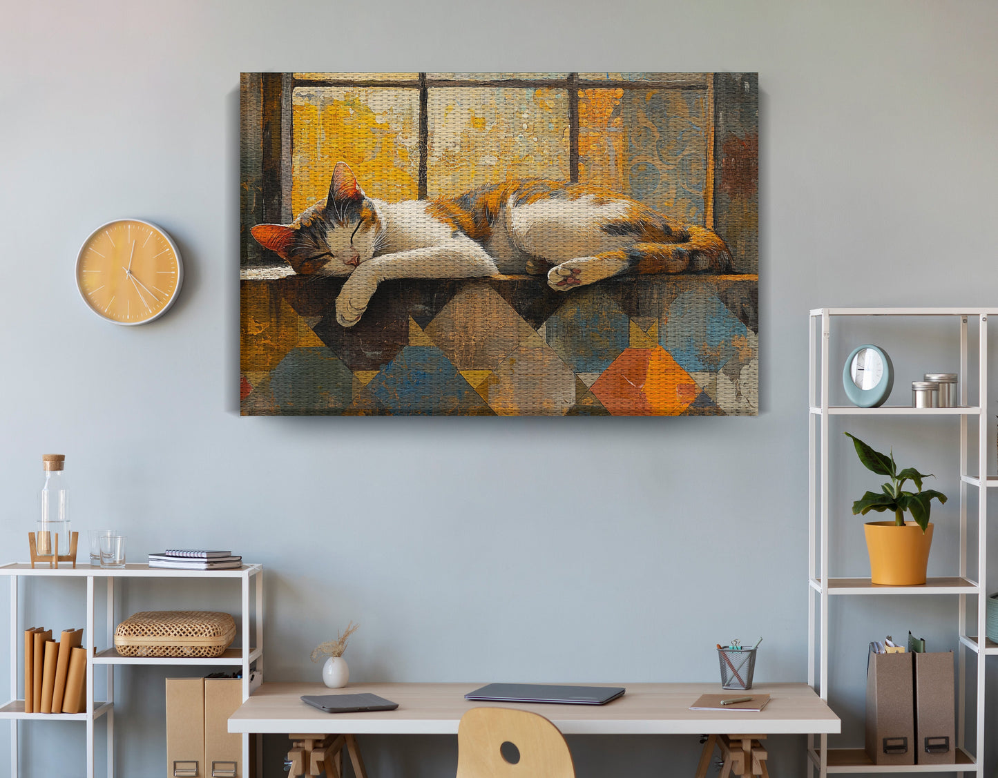 Sleeping Calico Cat Window African American canvas print view 18