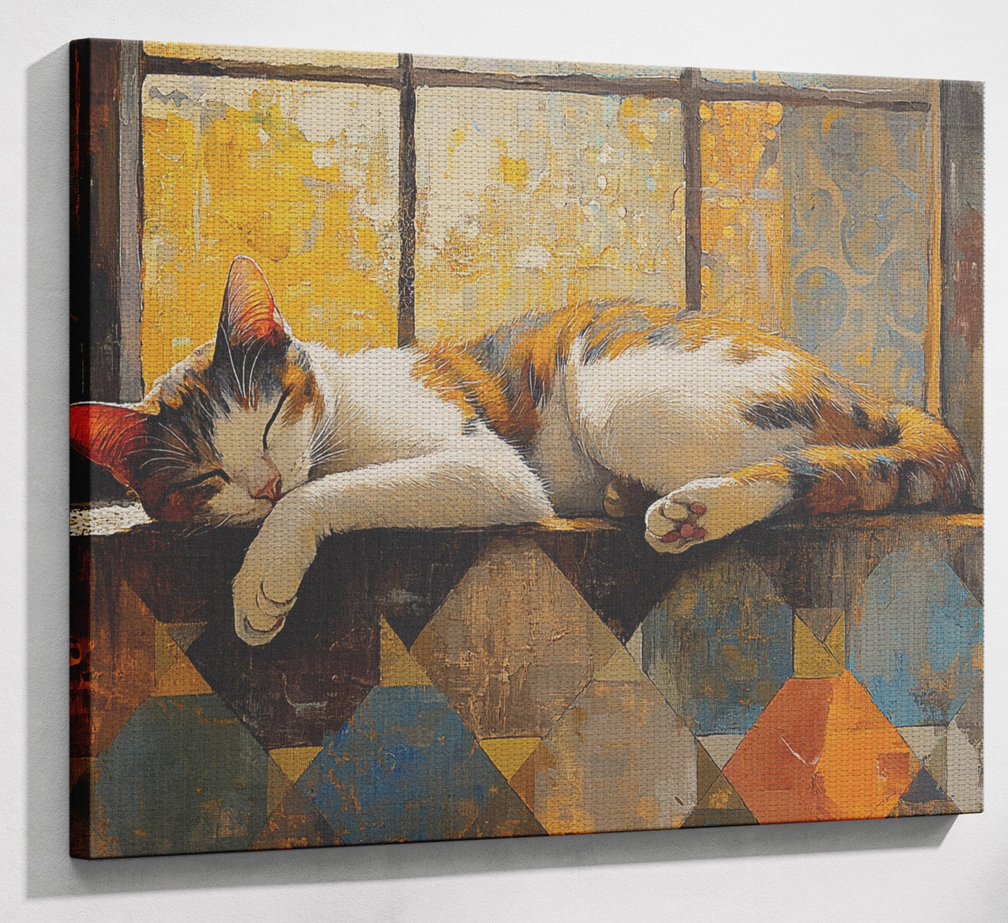 Sleeping Calico Cat Window African American canvas print view 13