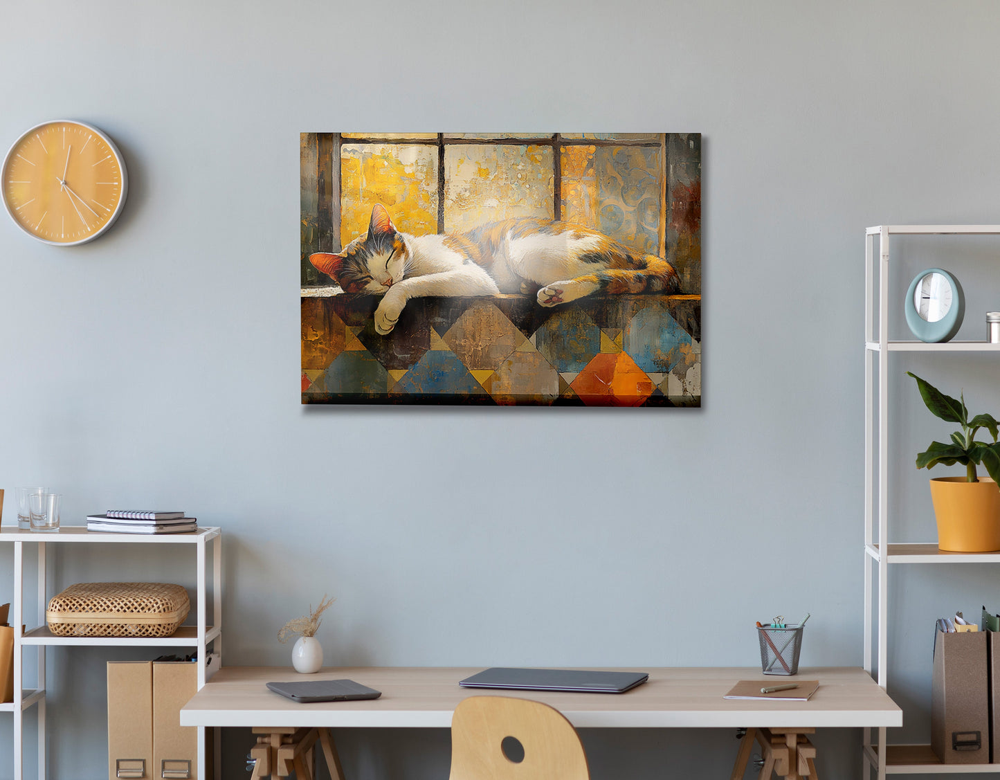 Sleeping Calico Cat Window African American canvas print view 24