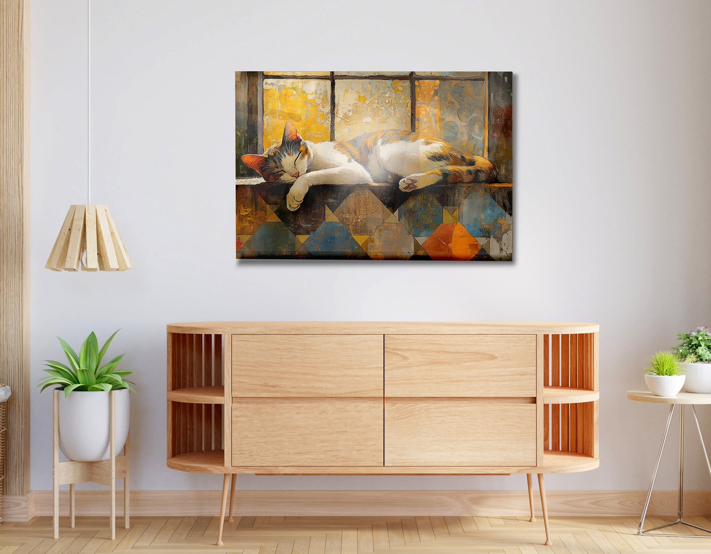 Sleeping Calico Cat Window African American canvas print view 20