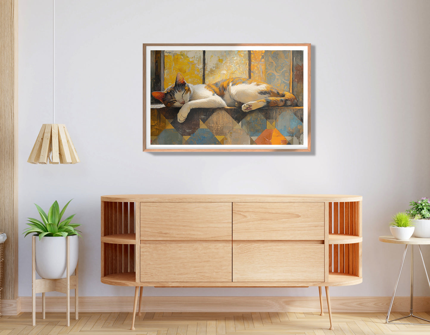 Sleeping Calico Cat Window African American canvas print view 80