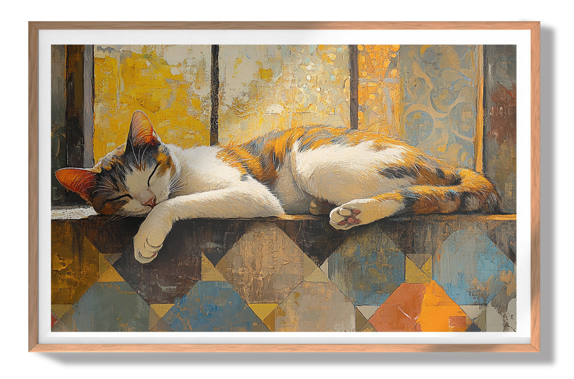 Sleeping Calico Cat Window African American canvas print view 79