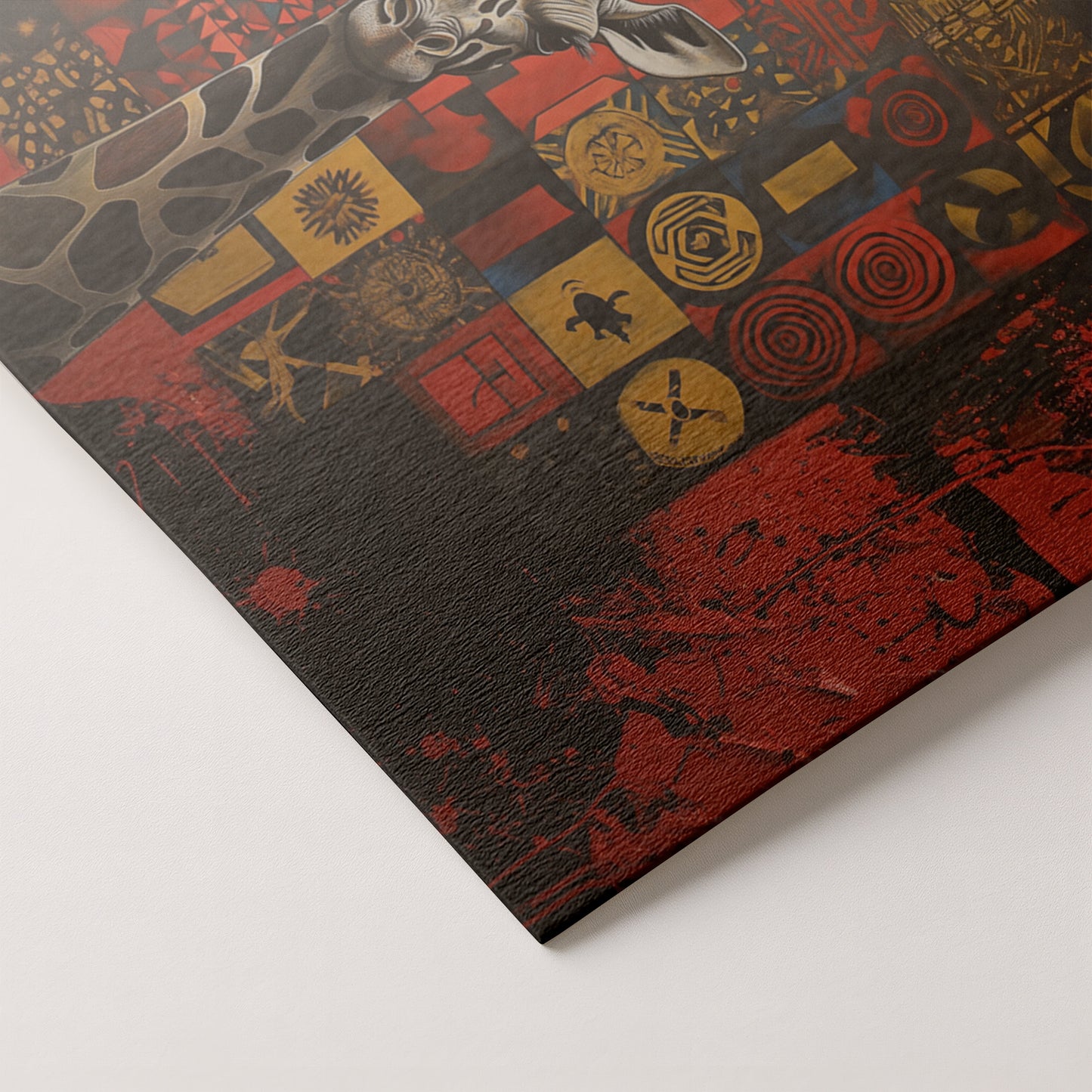 Giraffe Tribal Symbols African American canvas print artwork by MoomZee Artwork