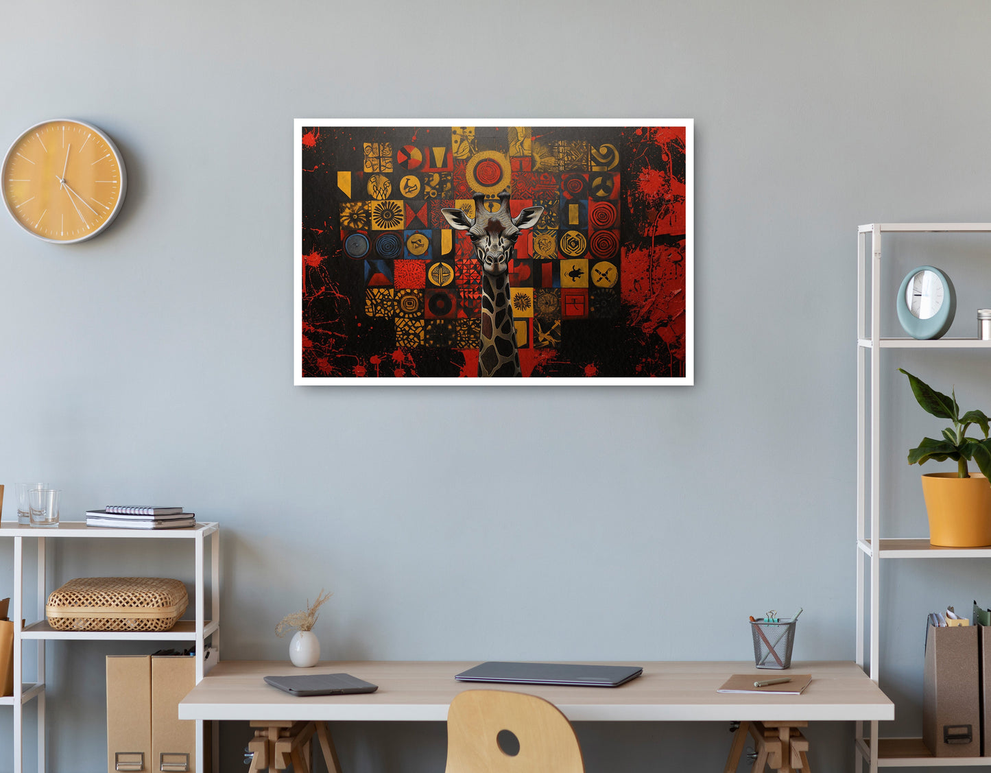 Giraffe Tribal Symbols African American canvas print print view