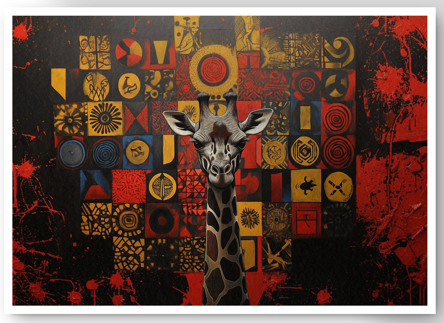 Giraffe Tribal Symbols African American canvas print by MoomZee Artwork