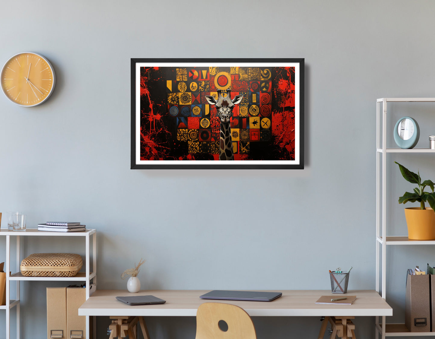 Giraffe Tribal Symbols African American canvas print view 72