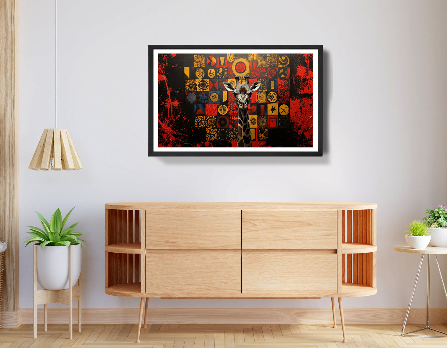 Giraffe Tribal Symbols African American canvas print view 68
