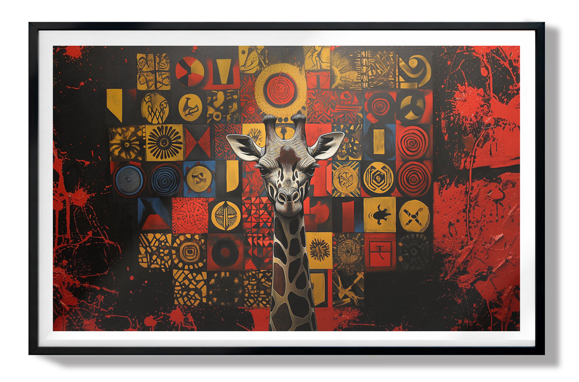 Giraffe Tribal Symbols African American canvas print view 67