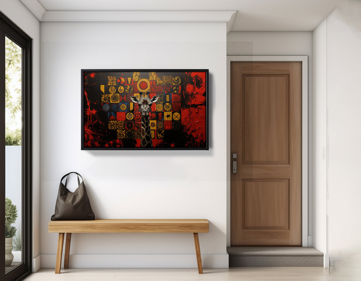 Giraffe Tribal Symbols African American canvas print view 29