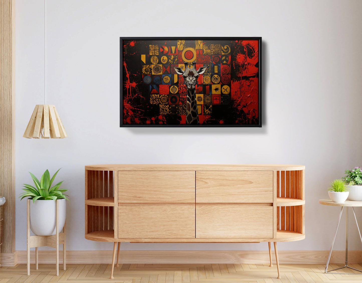 Giraffe Tribal Symbols African American canvas print view 26