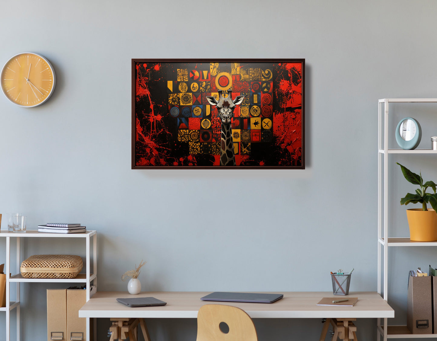 Giraffe Tribal Symbols African American canvas print view 36