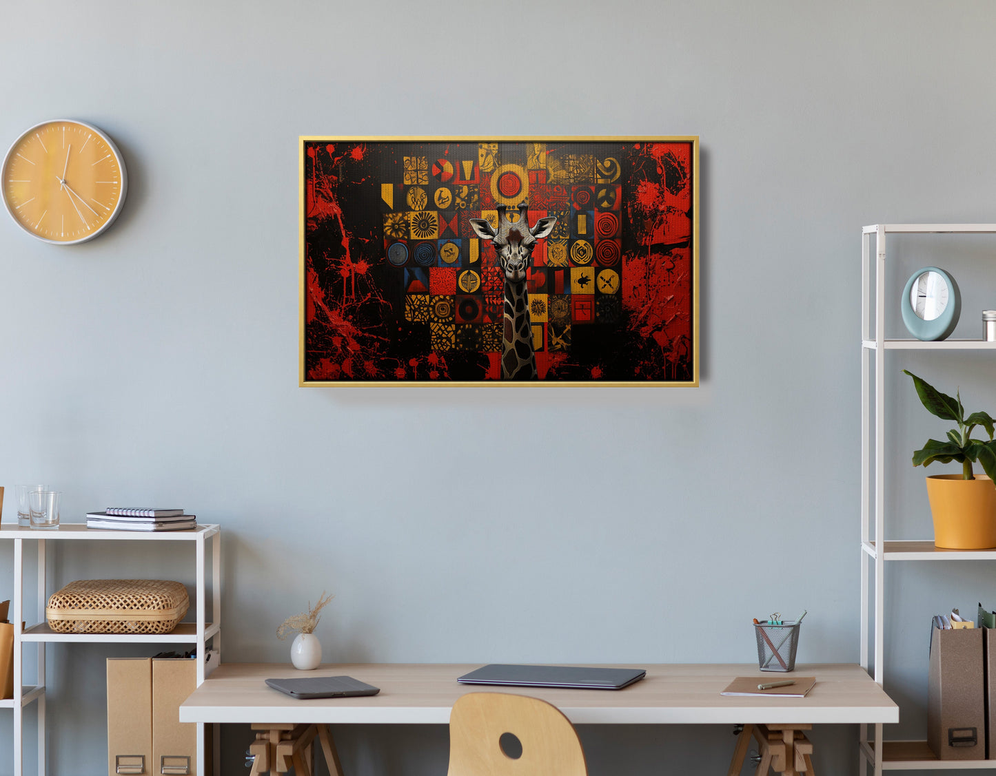 Giraffe Tribal Symbols African American canvas print view 42
