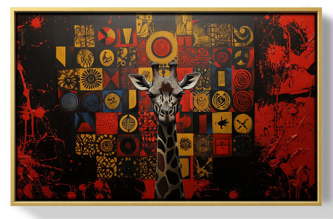 Giraffe Tribal Symbols African American canvas print view 37