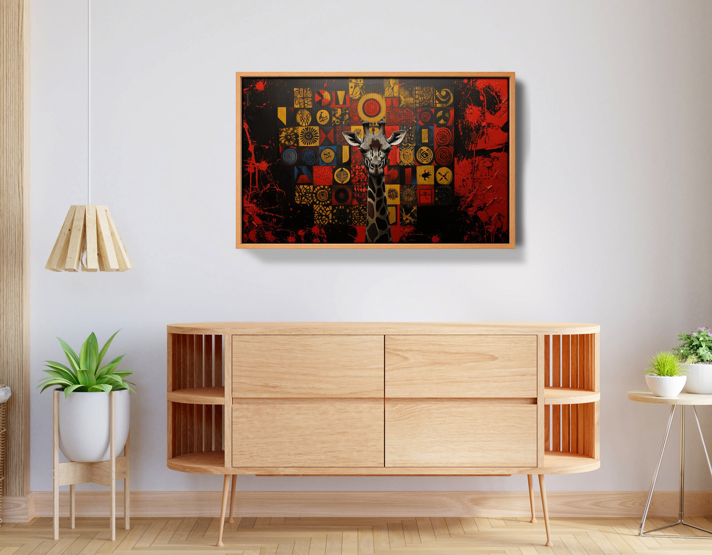 Giraffe Tribal Symbols African American canvas print view 44