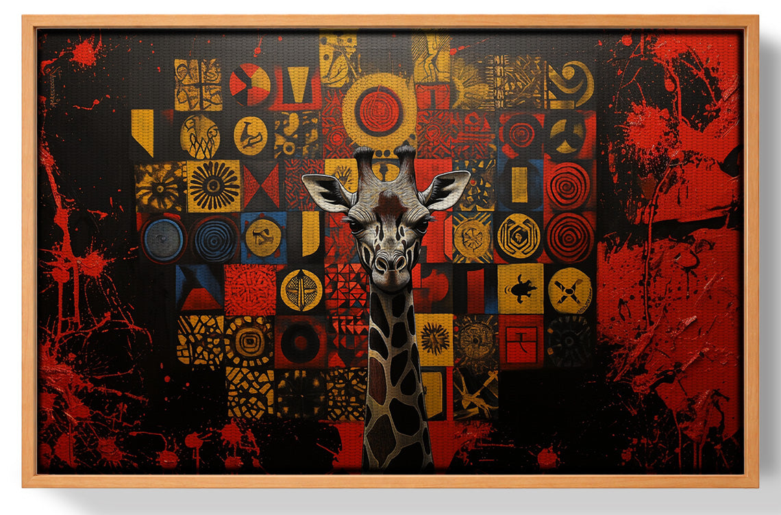 Giraffe Tribal Symbols African American canvas print view 43