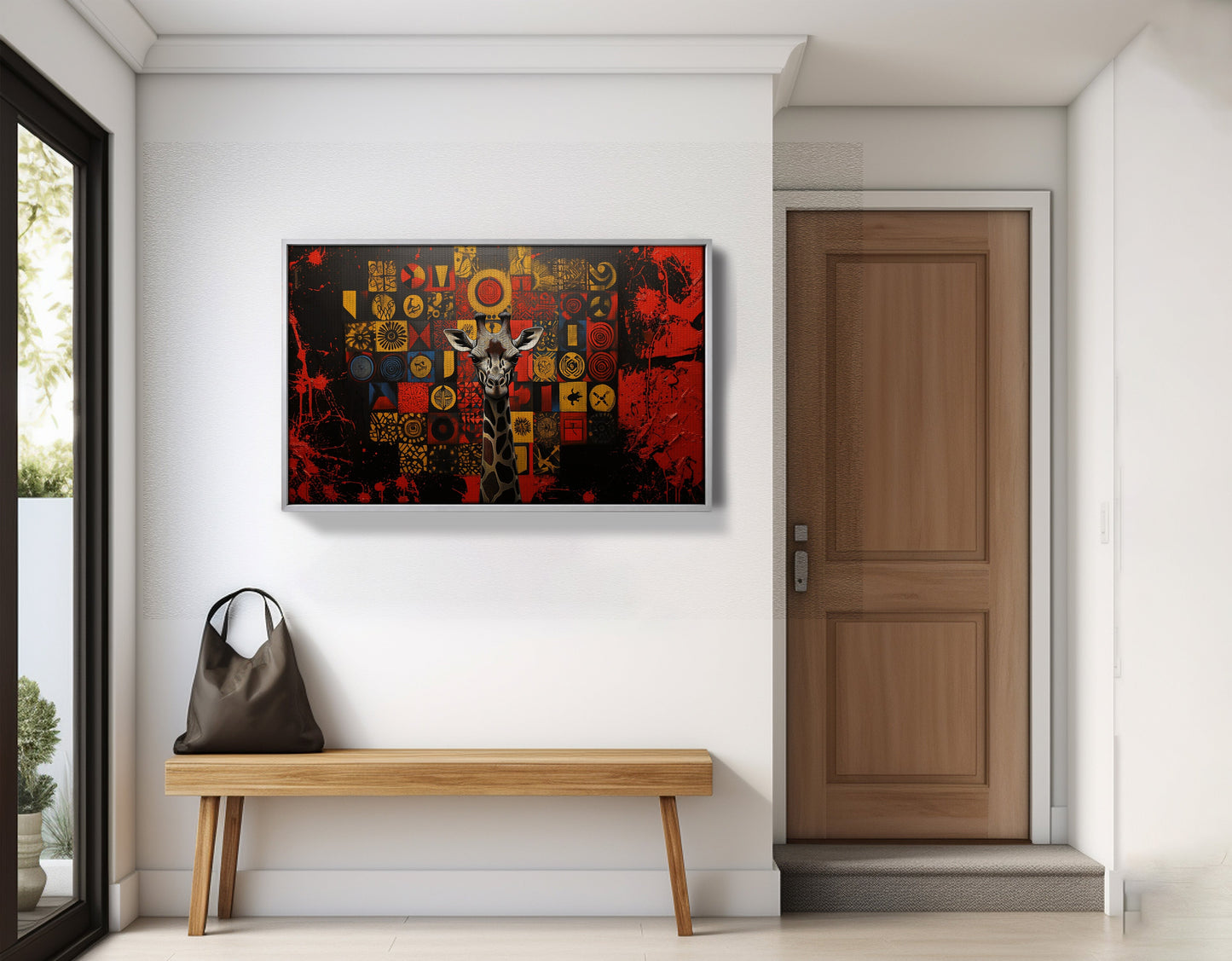 Giraffe Tribal Symbols African American canvas print view 59