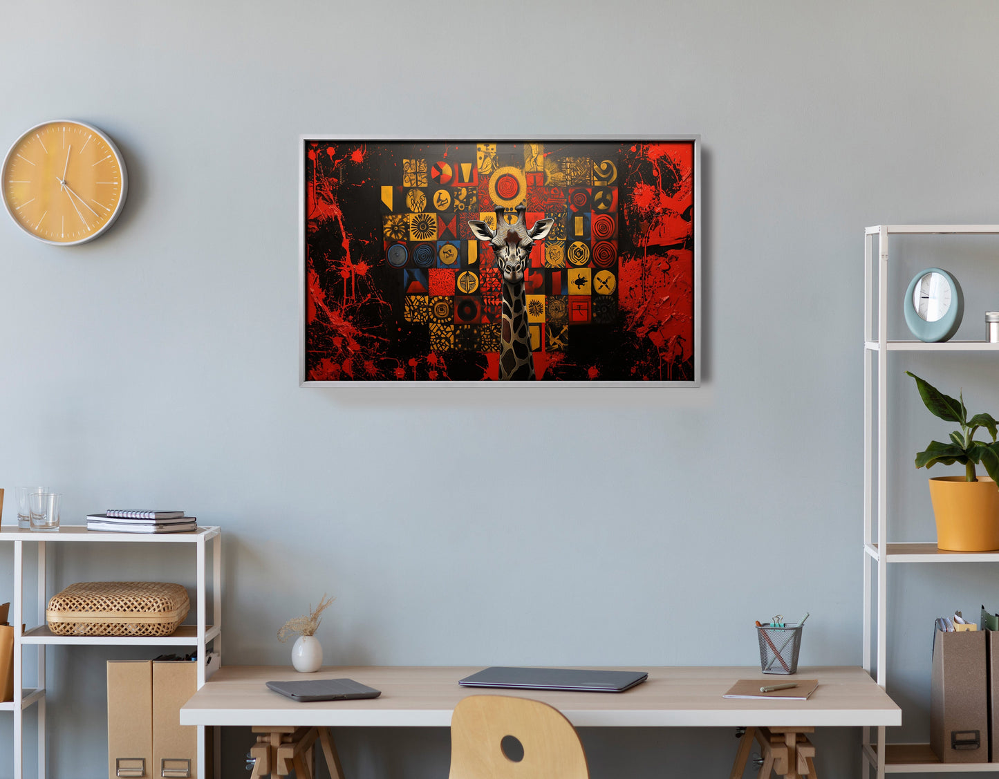 Giraffe Tribal Symbols African American canvas print view 60