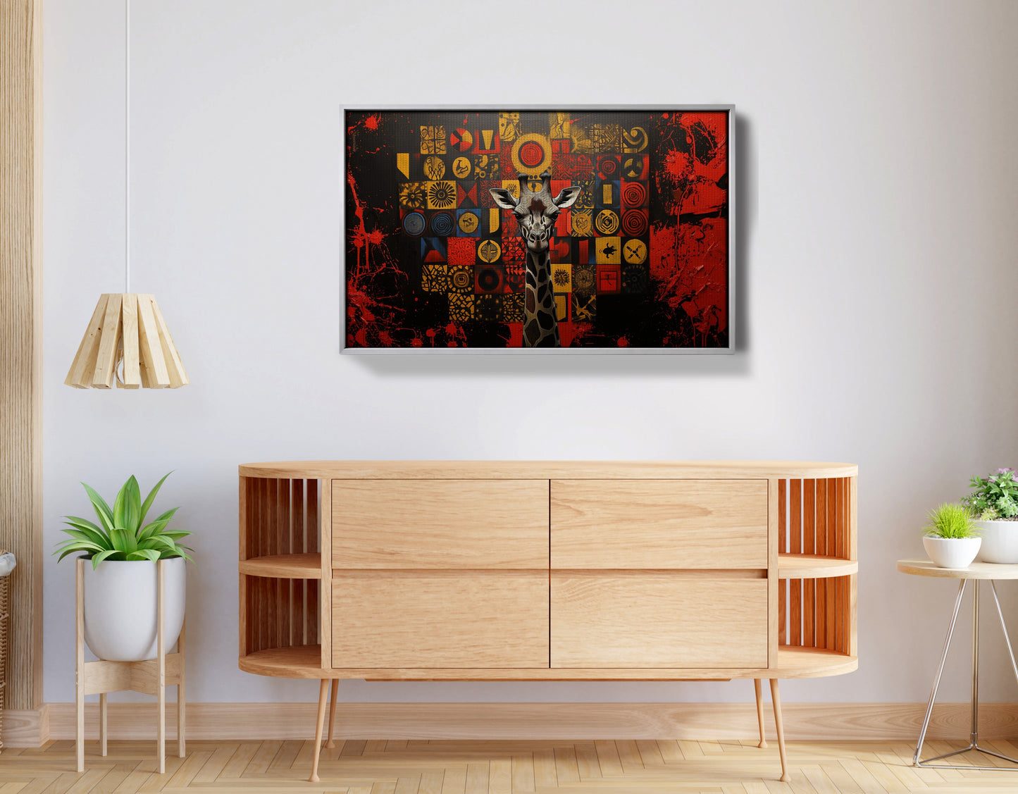 Giraffe Tribal Symbols African American canvas print view 56