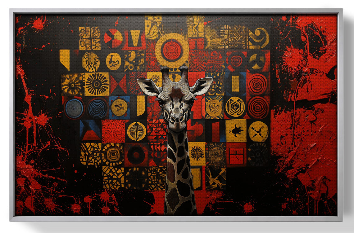 Giraffe Tribal Symbols African American canvas print view 55