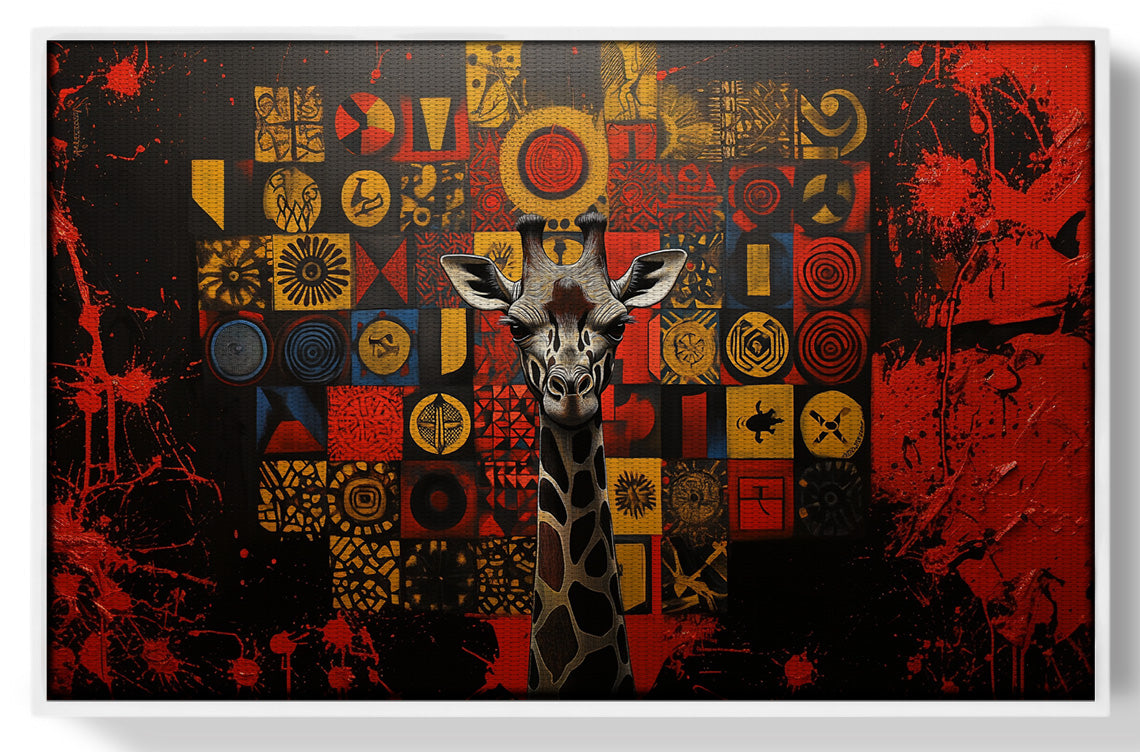 Giraffe Tribal Symbols African American canvas print view 61