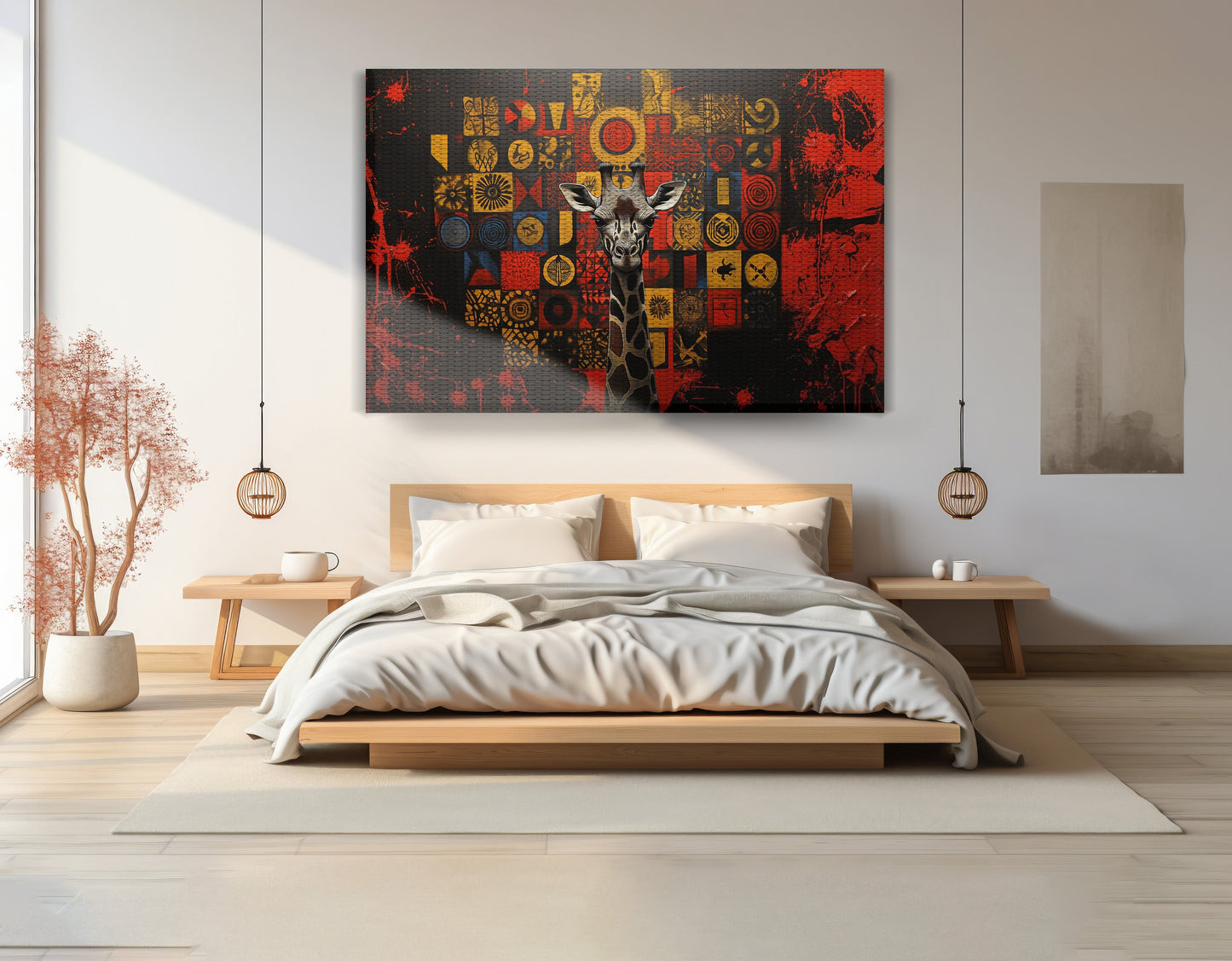 Giraffe Tribal Symbols African American canvas print view 15