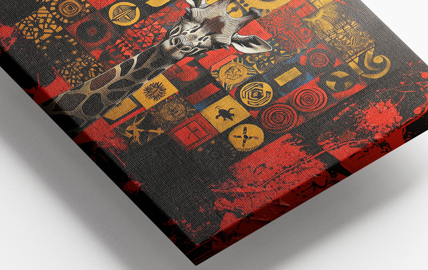Giraffe Tribal Symbols African American canvas print view 16